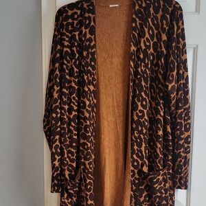 T.J.Maxx Brown and Black Animal Print Cardigan
